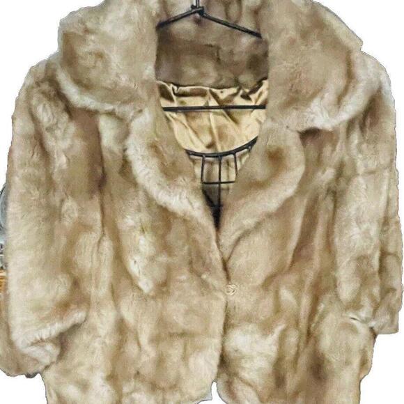 Vintage Tissavel Womens Fur Coat Brown Shawl Collar Hook Front One Size - Picture 1 of 5
